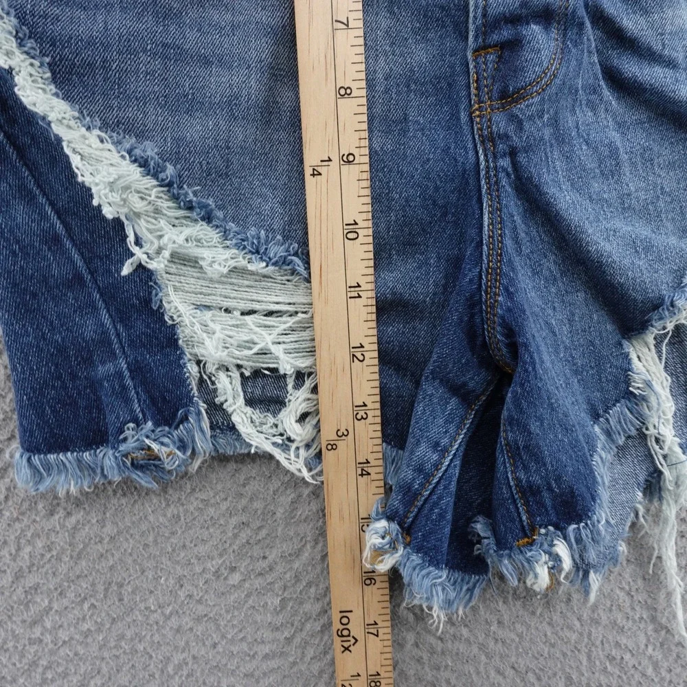 Good American Bombshell Denim Jean Shorts 6 28 Blue Womnens High Rise Distressed
